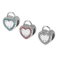 Stainless Steel Bail Beads, 316 Stainless Steel, Heart, DIY & with rhinestone, more colors for choice, 11x14x8mm, Hole:Approx 4mm, Sold By PC