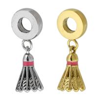 Stainless Steel European Pendants, 316 Stainless Steel, Badminton, Vacuum Ion Plating, Unisex & enamel, more colors for choice, 8x24x8mm, Hole:Approx 4mm, Sold By PC