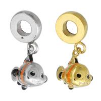 Stainless Steel European Pendants, 316 Stainless Steel, Fish, Vacuum Ion Plating, Unisex & enamel, more colors for choice, 13x22x11mm, Hole:Approx 4mm, Sold By PC