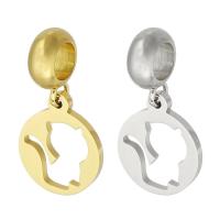 Stainless Steel European Pendants 316 Stainless Steel Flat Round Vacuum Ion Plating Unisex & hollow Approx 5mm Sold By PC