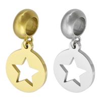Stainless Steel European Pendants, 316 Stainless Steel, pentagram, Vacuum Ion Plating, Unisex & hollow, more colors for choice, 12x23x1.50mm, Hole:Approx 5mm, Sold By PC