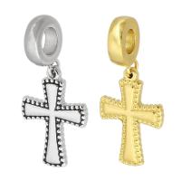 Stainless Steel European Pendants 316 Stainless Steel Cross Vacuum Ion Plating Unisex Approx 4mm Sold By PC
