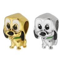 Stainless Steel European Beads, 316 Stainless Steel, Dog, Vacuum Ion Plating, DIY & enamel, more colors for choice, 9x12x8mm, Hole:Approx 4mm, Sold By PC