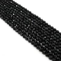 Natural Black Agate Beads Round DIY & faceted black Sold Per Approx 14.96 Inch Strand