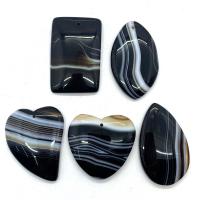 Lace Agate Pendants, 5 pieces & DIY, black, 35x45-25x55mm, 5PCs/Set, Sold By Set