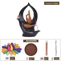 Backflow Incense Burner, Porcelain, handmade, for home and office & durable & multifunctional, 150x70mm, Sold By PC