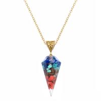Natural Gemstone Necklace Brass with Gemstone & Resin Conical & Unisex Length Approx 15.75 Inch Sold By PC