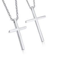 Stainless Steel Jewelry Necklace, 304 Stainless Steel, with 2.17inch,1.97inch extender chain, Cross, fashion jewelry & Unisex & different size for choice, original color, 42*24mm,30*14mm, Length:Approx 16.93 Inch, Approx 20.08 Inch, Sold By PC