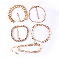 Zinc Alloy Bracelet Set with 2.76inch extender chain plated 5 pieces & fashion jewelry & for woman & with rhinestone nickel lead & cadmium free Length Approx 5.91 Inch Approx 6.3 Inch Sold By Set