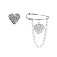 Plastic perle broche, Zinc Alloy, med Plastic Pearl, Heart, forgyldt, 2 stykker & mode smykker & for kvinde, flere farver til valg, nikkel, bly & cadmium fri, 40*65mm,2mm, Solgt af sæt