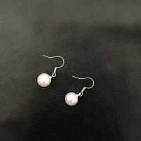 Boucles d'oreilles en alliage de zinc, avec perle de plastique, bijoux de mode & pour femme, protéger l'environnement, sans nickel, plomb et cadmium, 30x10mm, Vendu par paire