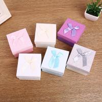 Jewelry Gift Box, Paper, Square, hardwearing & dustproof & with ribbon bowknot decoration, more colors for choice, 90x85x55mm, Sold By PC