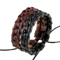 Cowhide Bracelet, with Wax Cord, with 9-10cm*2 extender chain, Adjustable & fashion jewelry, more colors for choice, Length:17 cm, Sold By PC