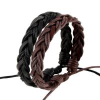 Cowhide Bracelet, with Wax Cord, with 9-10cm*2 extender chain, Adjustable & fashion jewelry, more colors for choice, Length:Approx 17 cm, Sold By PC