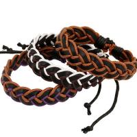 Cowhide Bracelet, with Cotton Fabric, with 9-10cm*2 extender chain, Adjustable & fashion jewelry, more colors for choice, Length:16-17 cm, Sold By PC