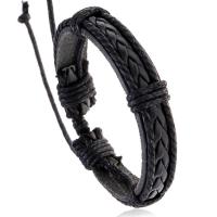 Mode Wachsschnur Armbänder, mit Verlängerungskettchen von 8-9cm*2, handgemacht, Einstellbar & Modeschmuck, schwarz, 12mm, Länge:17-18 cm, verkauft von PC