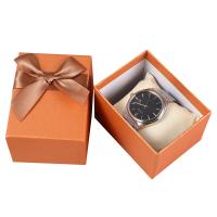 Κοσμήματα Gift Box, Χαρτί, Πλατεία, Ανθεκτικό & Dustproof & με διακόσμηση κορδέλα bowknot, πορτοκάλι, 100x75x70mm, Sold Με PC