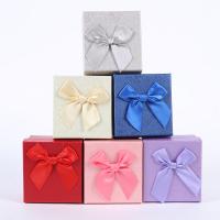 Κοσμήματα Gift Box, Χαρτί, Πλατεία, Ανθεκτικό & Dustproof & με διακόσμηση κορδέλα bowknot, περισσότερα χρώματα για την επιλογή, 90x85x55mm, Sold Με PC