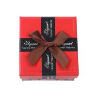 Jewelry Gift Box, Paper, Square, hardwearing & dustproof & with ribbon bowknot decoration, red, 90x85x55mm, Sold By PC