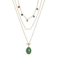 Mode-Multi-Layer-Halskette, Titanstahl, mit Türkis, goldfarben plattiert, mehrschichtig & für Frau, verkauft von PC