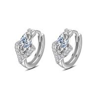 Cubic Zirconia Micro Pave Brass Earring, platinum plated, micro pave cubic zirconia & for woman, 8x10mm, Sold By Pair
