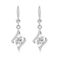 Cubic Zirconia Micro Pave Brass Earring, platinum plated, micro pave cubic zirconia & for woman, 12x42mm, Sold By Pair