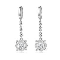 Cubic Zirconia Micro Pave Brass Earring platinum plated micro pave cubic zirconia & for woman & hollow Sold By Pair