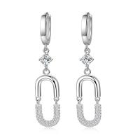 Cubic Zirconia Micro Pave Brass Earring, platinum plated, micro pave cubic zirconia & for woman, 12x52mm, Sold By Pair