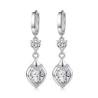 Cubic Zirconia Micro Pave Brass Earring with Crystal platinum plated micro pave cubic zirconia & for woman Sold By Pair