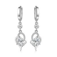Cubic Zirconia Micro Pave Brass Earring, platinum plated, micro pave cubic zirconia & for woman, 11x45mm, Sold By Pair
