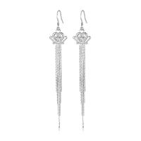 Cubic Zirconia Micro Pave Brass Earring, platinum plated, micro pave cubic zirconia & for woman, 15x98mm, Sold By Pair