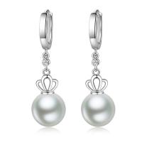 Befestiger Zirkonia Messing Ohrring, mit Kunststoff Perlen, platiniert, verschiedene Größen vorhanden & Micro pave Zirkonia & für Frau, 12x42mm, verkauft von Paar