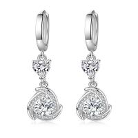 Cubic Zirconia Micro Pave Brass Earring with Rhinestone platinum plated micro pave cubic zirconia & for woman Sold By Pair