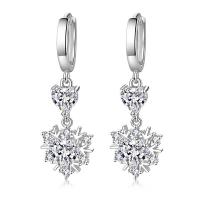Cubic Zirconia Micro Pave Brass Earring with Rhinestone platinum plated micro pave cubic zirconia & for woman Sold By Pair