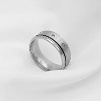 Ring Finger Titantium stali, Pączek, obyty, biżuteria moda & dla obu płci & z kamieniem, srebro, rozmiar:10, sprzedane przez PC