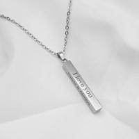 Titanium Steel Necklace, polished, fashion jewelry & oval chain & with letter pattern, silver color, 5x35mm, Sold Per 50 cm Strand