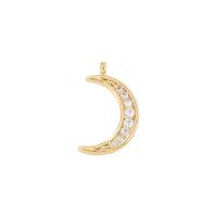Cubic Zirconia Micro Pave Brass Pendant, Moon, gold color plated, micro pave cubic zirconia & hollow, 8x12mm, Sold By PC