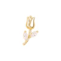 Cubic Zirconia Micro Pave Brass Pendant, Rose, gold color plated, micro pave cubic zirconia, 6x14mm, Sold By PC
