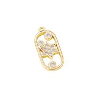 Cubic Zirconia Micro Pave Brass Pendant, gold color plated, micro pave cubic zirconia & hollow, 8x15mm, Sold By PC