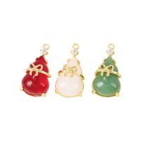 Gemstone Pendants Jewelry Brass with Gemstone Calabash gold color plated micro pave cubic zirconia Sold By PC