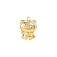 Bijoux pendentifs en laiton, tigre, Placage de couleur d'or, 13x17mm, Vendu par PC
