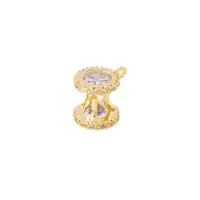 Cubic Zirconia Micro Pave Brass Pendant, Sandglass, gold color plated, micro pave cubic zirconia, 8.50x8mm, Sold By PC