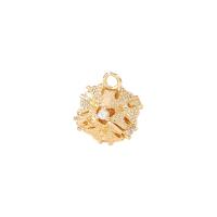 Cubic Zirconia Micro Pave Brass Pendant, gold color plated, micro pave cubic zirconia, 7.60x7.60mm, Sold By PC