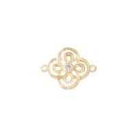 Cubic Zirconia Micro Pave Brass Connector gold color plated micro pave cubic zirconia & hollow Sold By PC