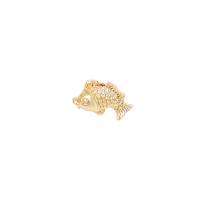Entretoise de perles en laiton, poisson, Placage de couleur d'or, DIY, 5.30x8mm, Vendu par PC