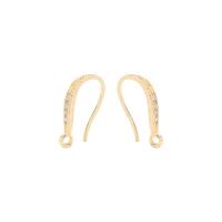 Brass Hook Earwire, gold color plated, DIY & micro pave cubic zirconia, 8.60x15.20mm, Sold By Pair