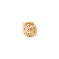 Brass Jewelry Beads, Square, gold color plated, hollow, 6.50x6.50mm, Sold By PC