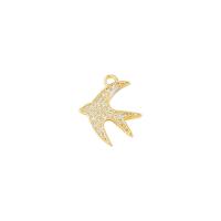 Cubic Zirconia Micro Pave Brass Pendant swallow gold color plated micro pave cubic zirconia Sold By PC