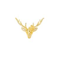 Cubic Zirconia Micro Pave Brass Pendant, Deer, gold color plated, micro pave cubic zirconia, 29x16mm, Sold By PC