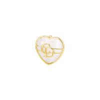 Μενταγιόν Brass Heart, Ορείχαλκος, με Γάτες Eye, Καρδιά, χρώμα επίχρυσο, 18x18mm, Sold Με PC